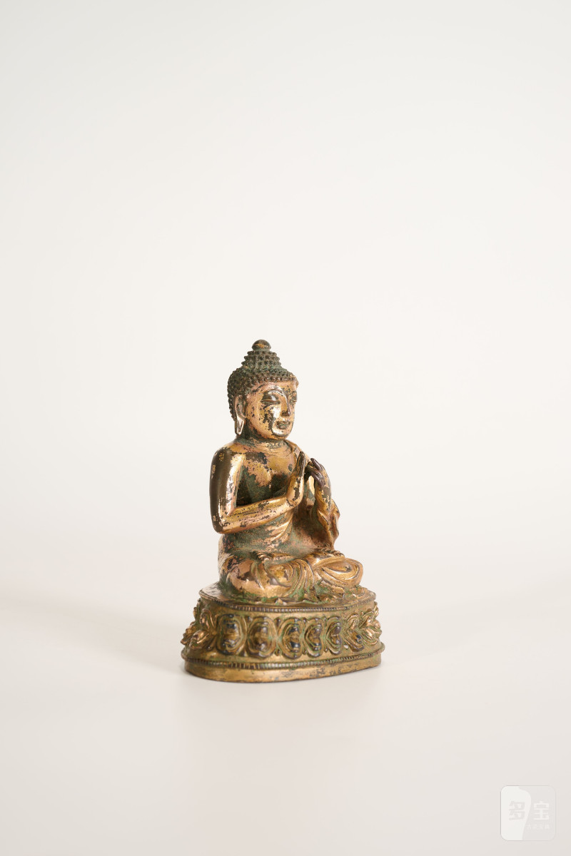 Lot916 明 铜鎏金释迦牟尼说法像 - 图7
